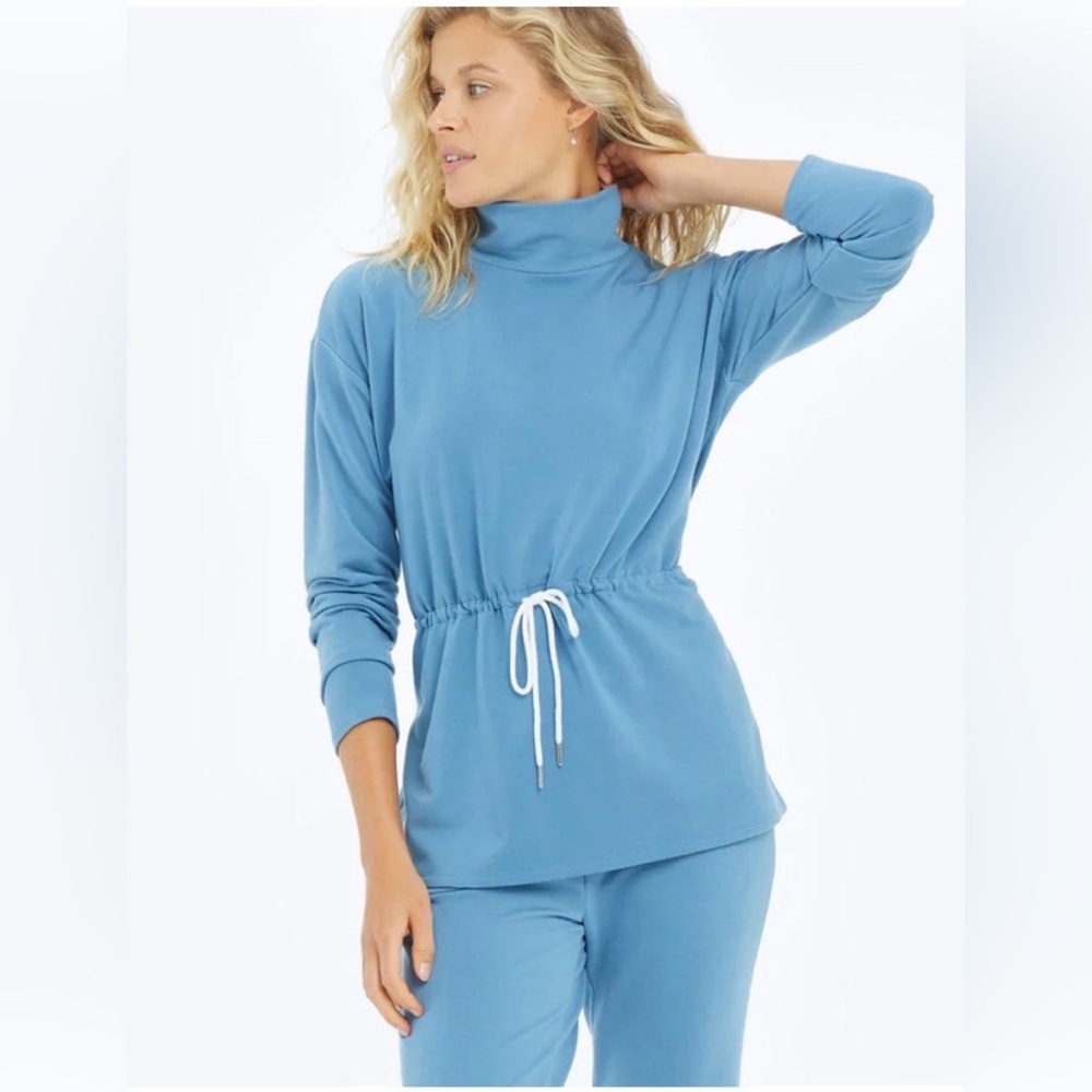 NWT Summersalt The Softest French Terry Cinched Waist Pullover, Blue, Large